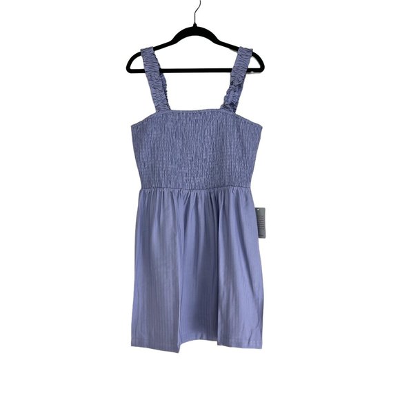 NWT NSR Julia Smocked Ruffle Mini Dress Lavender Square Neck Sleeveless Size M - Picture 2 of 7